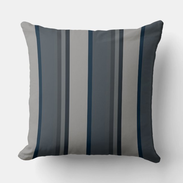 Cojín Decorativo Bandas azules y grises (Anverso)