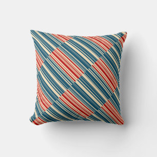 Cojín Decorativo Bandas beiges rojas azules