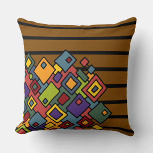 Cojín Decorativo Bandas de BG Patrón de escritura marrón + arte abs