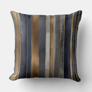 Cojín Decorativo Bandas de bronce azul y carbón vegetal