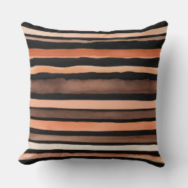 Cojín Decorativo Bandas de bronce negro y melocotón