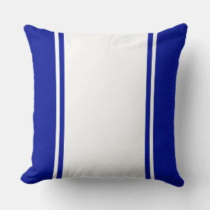 Cojín Decorativo Bandas de Carreras blanca azul de la Marina Real E