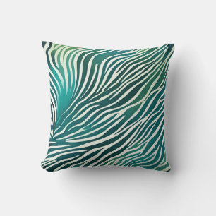 Cojín Decorativo Bandas de cebra de impresión animal verde azul Ver