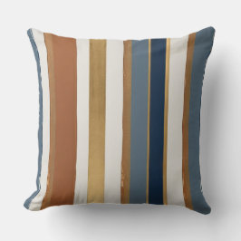 Cojín Decorativo Bandas de cobre y oro azul blanco
