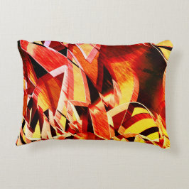 Cojín Decorativo Bandas de color amarillo con rojo oscuro, estrías