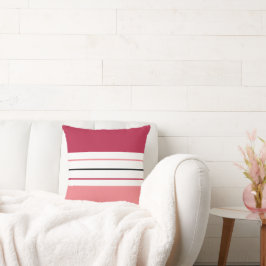Cojín Decorativo Bandas de Coral Magenta Modernas