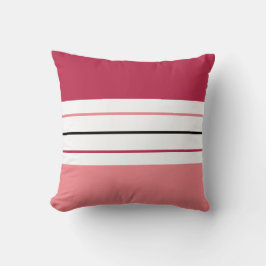 Cojín Decorativo Bandas de Coral Magenta Modernas