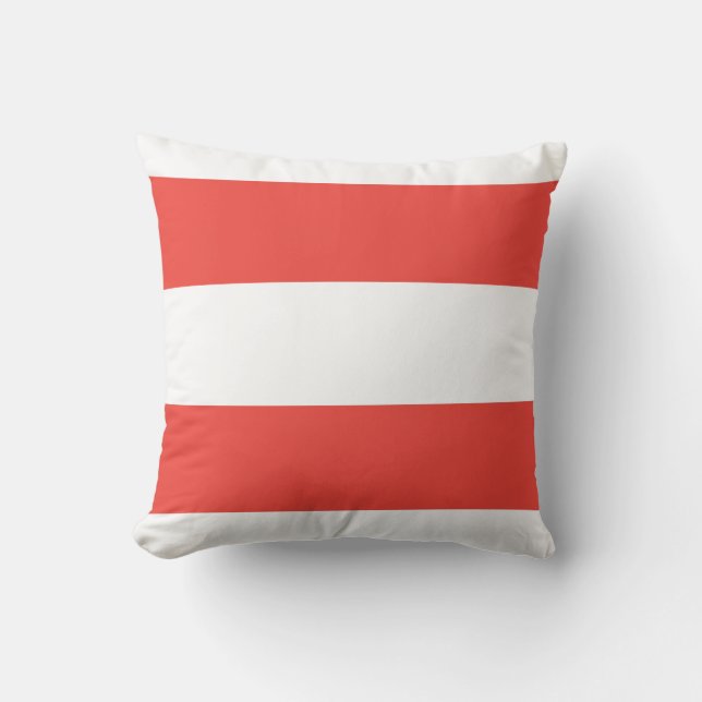 Cojín Decorativo Bandas de coral y blanco (Anverso)