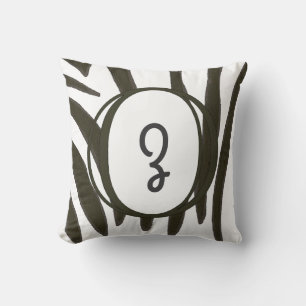Cojín Decorativo Bandas de impresión de cebra Monogramas