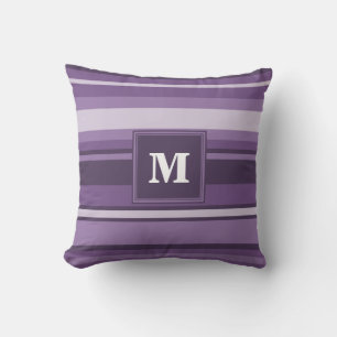 Cojín Decorativo Bandas de lavanda monogramo