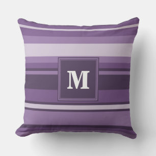 Cojín Decorativo Bandas de lavanda monogramo