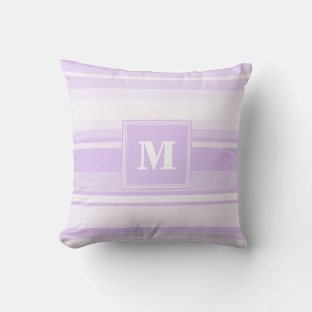 Cojín Decorativo Bandas de lilac monogramo (Anverso)