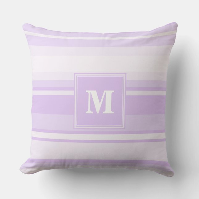 Cojín Decorativo Bandas de lilac monogramo (Anverso)