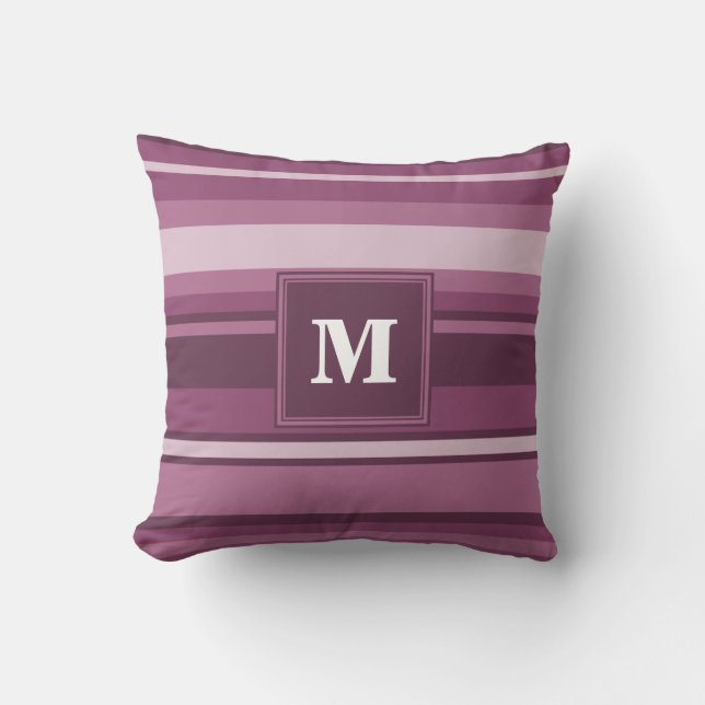 Cojín Decorativo Bandas de mauve monogramo (Anverso)