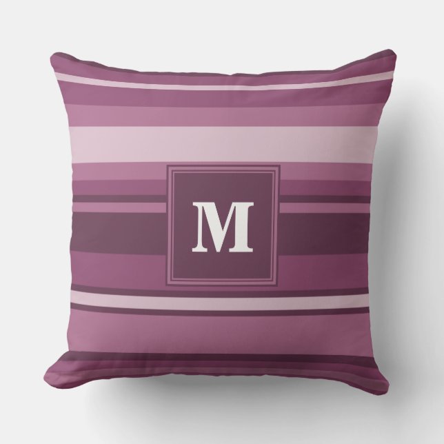 Cojín Decorativo Bandas de mauve monogramo (Anverso)