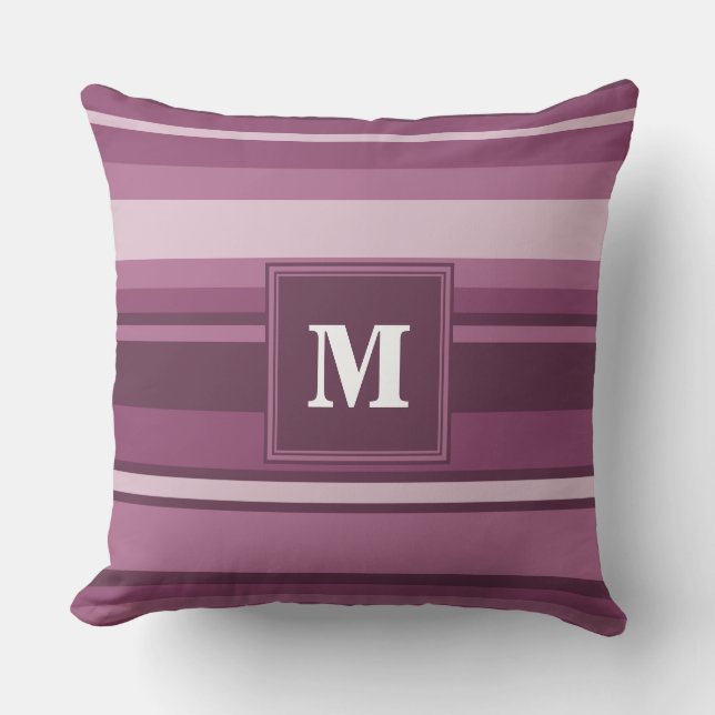 Cojín Decorativo Bandas de mauve monogramo (Anverso)
