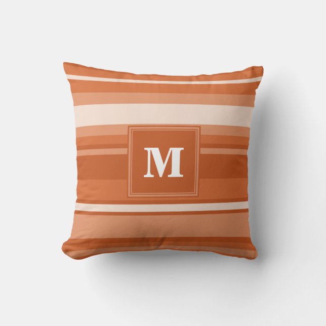Cojín Decorativo Bandas de naranja monogramo (Anverso)