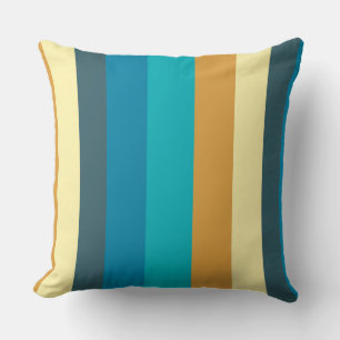 Cojín Decorativo Bandas de oro azul y turquesa