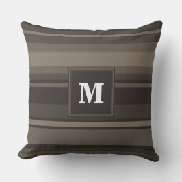 Cojín Decorativo Bandas de taupe monogramo