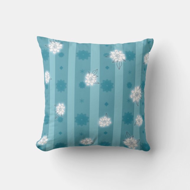 Cojín Decorativo Bandas De Tonos Azules Y Gardenia (Anverso)