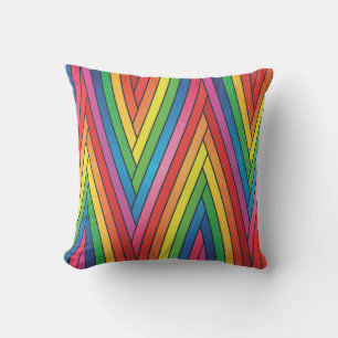 Cojín Decorativo Bandas de Zig-Zag curvadas coloridas hacia arriba