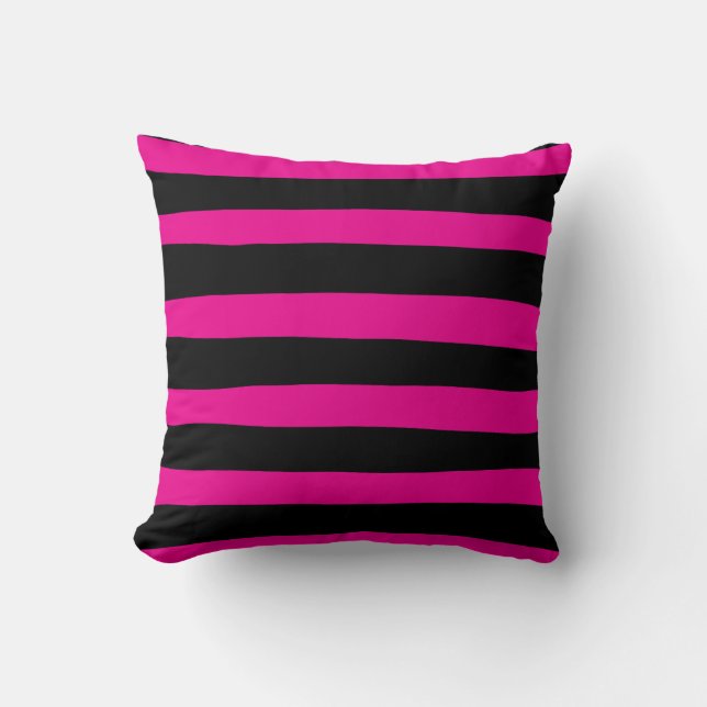 Cojín Decorativo Bandas desiguales - Magenta y negro (Anverso)