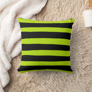 Cojín Decorativo Bandas desiguales - Verde animado y negro