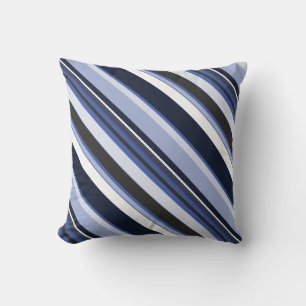 Cojín Decorativo Bandas diagonales contemporáneas azules efectivas