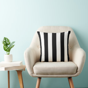 Cojín Decorativo Bandas en blanco y negro, patrón a rayas, líneas