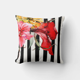 Cojín Decorativo Bandas florales - Flora Botanica | blanco y negro