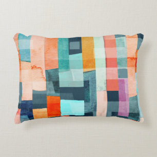 Cojín Decorativo Bandas geométricas multicolores, patrón de moda.