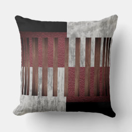 Cojín Decorativo Bandas geométricas negras, grises y rojas