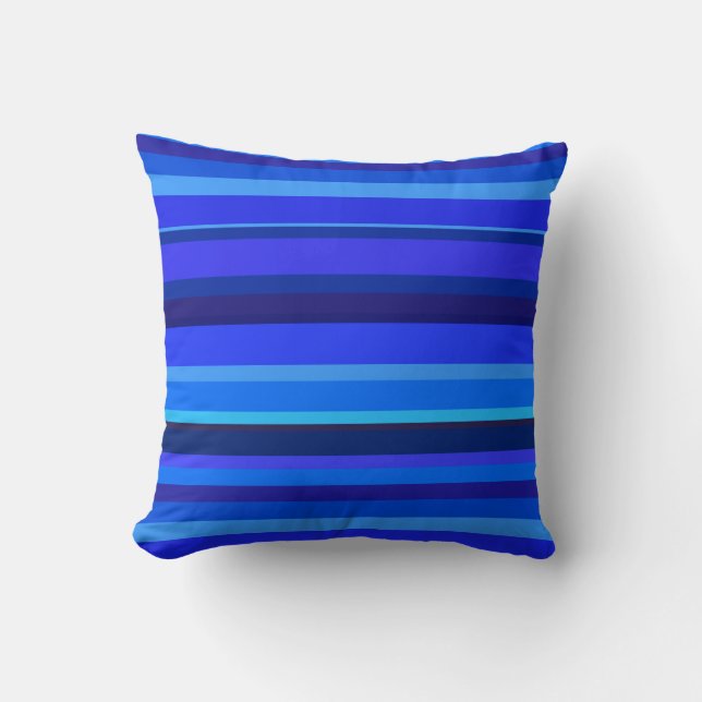 Cojín Decorativo Bandas horizontales azules (Anverso)