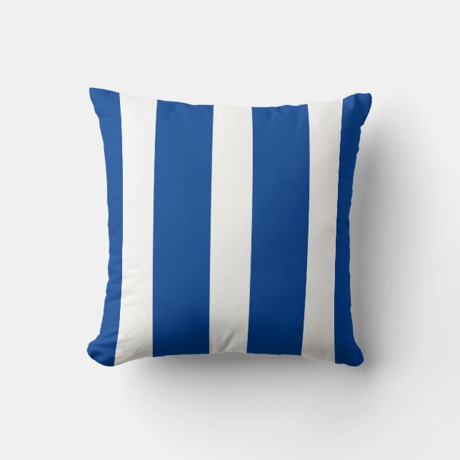 Cojín Decorativo Bandas modernas en blanco y azul (Anverso)