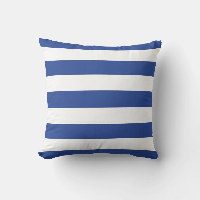 Cojín Decorativo Bandas modernas en blanco y azul (Anverso)
