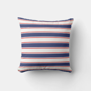 Cojín Decorativo Bandas Náuticas Rojas y Azules de la Marina