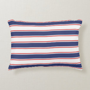 Cojín Decorativo Bandas Náuticas Rojas y Azules de la Marina
