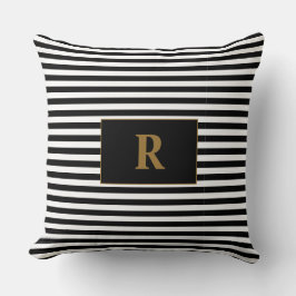 Cojín Decorativo Bandas negras/blancas monogramadas