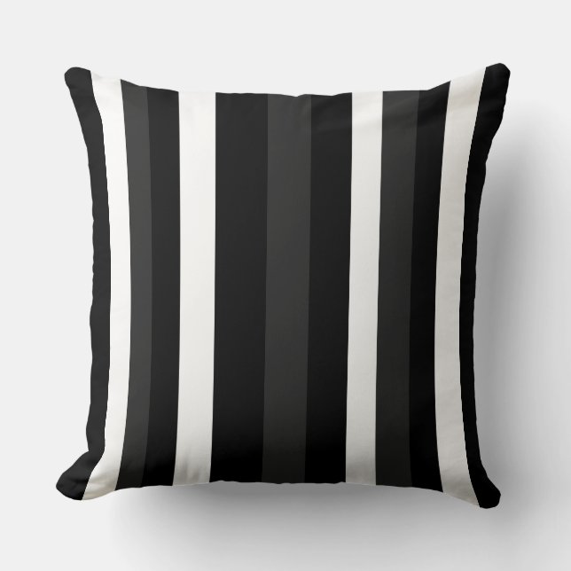 Cojín Decorativo Bandas negras, blancas y grises (Anverso)