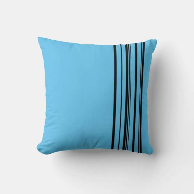 Cojín Decorativo Bandas negras con fondo azul (Anverso)