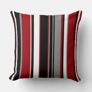 Cojín Decorativo Bandas negras, rojas y blancas