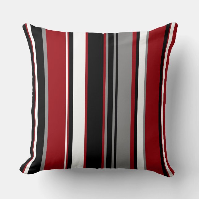 Cojín Decorativo Bandas negras, rojas y blancas (Anverso)