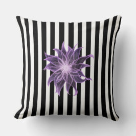 Cojín Decorativo Bandas negras y blancas de color de agua de las fl