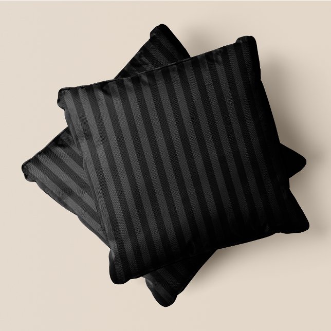 Cojín Decorativo Bandas negras y grises (Black & Grey Stripes Throw Pillow)