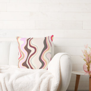 Cojín Decorativo Bandas onduladas rosadas y grises