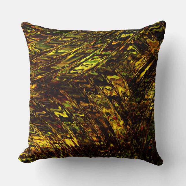 Cojín Decorativo Bandas redondeadas abstractas en verde dorado y má (Anverso)