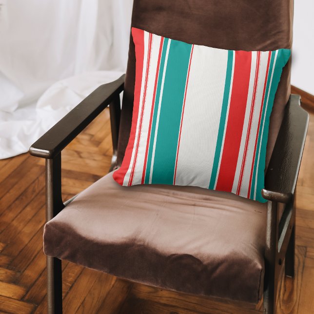 Cojín Decorativo Bandas rojas Verde azuladas audaces (Subido por el creador)