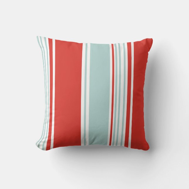 Cojín Decorativo Bandas rojas y azules (Anverso)
