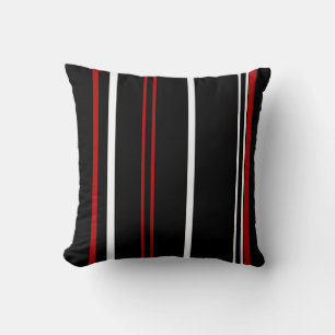 Cojín Decorativo Bandas rojas y blancas negras