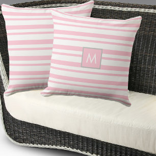 Cojín Decorativo Bandas rosadas y blancas monográficas